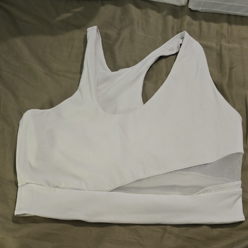 White Racerback Sports Bra with Compression Fit